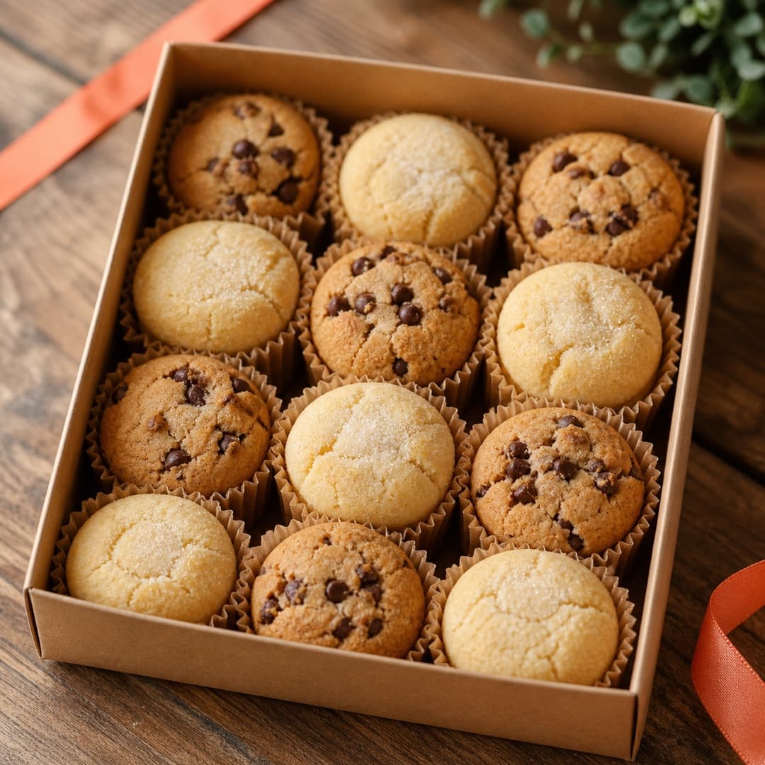 Presentación real de doce minicookies del catálogo Fondito
